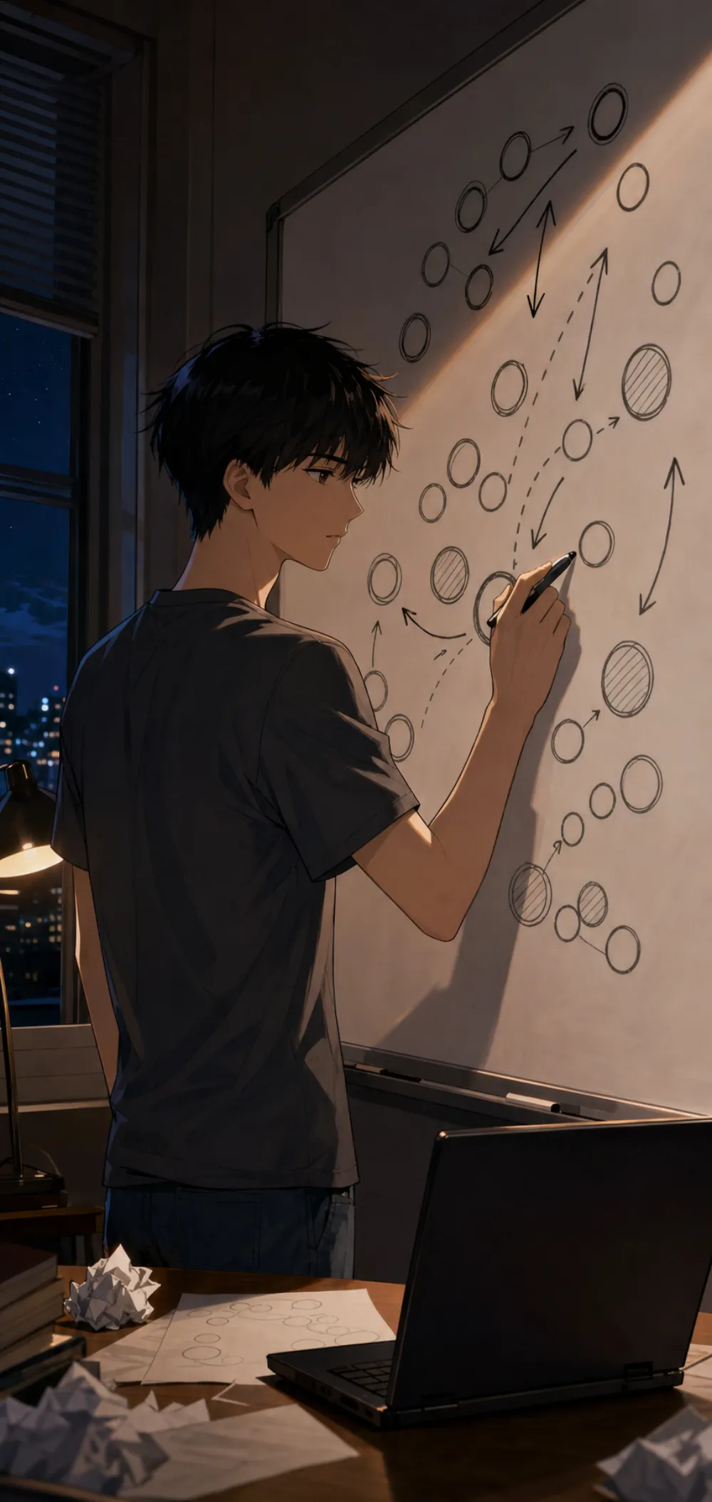 「他们抢的，是已经成名的AI科学家。」陆衍在白板上画了一个圈，「那我们抢的，是另一种人。」